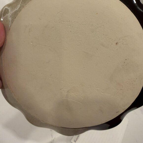 Old Julian Connie Black Red Rooster Chip and Dip Pottery Plate - Picture 5 of 7